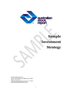 Pro Forma Investment Strategy Sample
