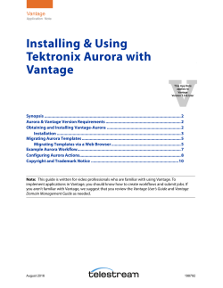 Installing and Using Aurora with Vantage