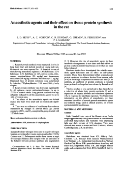 Anaesthetic Agents and Their Effect on Tissue