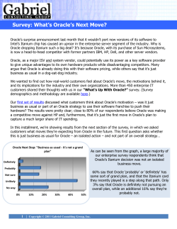 2011 Oracle Survey: What`s Their Next Move?