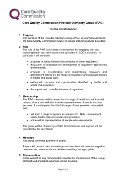 Terms of reference: CQC Advisory Committee (AC)