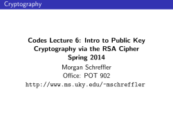 The RSA Public Key Cipher