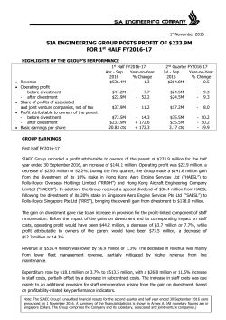 SIA ENGINEERING GROUP POSTS PROFIT OF $233.9M FOR 1st