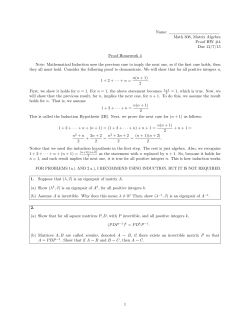 Name: Math 308, Matrix Algebra Proof HW #4 Due 12/7/15 Proof
