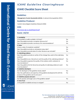 iCAHE Guideline Clearinghouse iCAHE Checklist Score Sheet