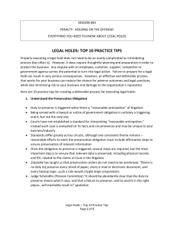 Legal Holds - Top 10 Practice Tips FINAL