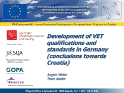 Development of VET standards and qualification in