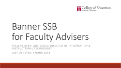 Banner SSB for Faculty Advisers - Temple University College of