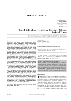 Speed skills of players selected for Lower Silesian Regional Teams