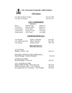 City of Sarasota Frequently Called Numbers CITY HALL CITY