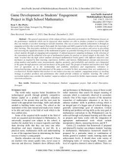 Game Development as Students` Engagement Project in High