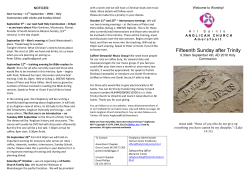 NOTICES: Next Sunday &ndash; 11th September &ndash; 0930 &ndash; Holy