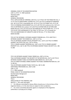 CRIMINAL CODE OF THE ARGENTINE NATION