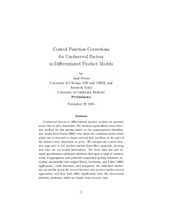 Control Function Corrections for - The University of Chicago Booth
