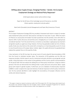 Shifting Labour Supply Groups, Changing Priorities