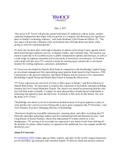 May 3, 2017 &ldquo;Our move to F5 Tower will provide current and future