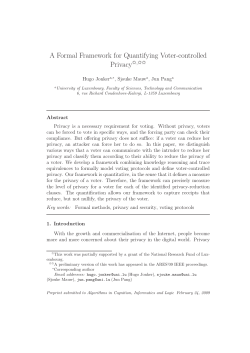 A Formal Framework for Quantifying Voter-controlled Privacy