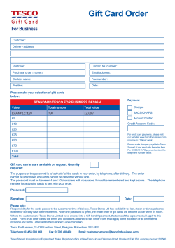 Gift Card Order Form - Tesco Gift Cards for Business