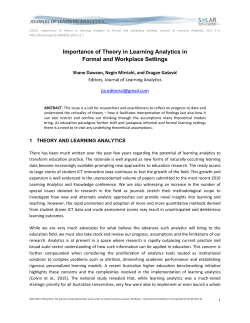 Importance of Theory in Learning Analytics in Formal and Workplace