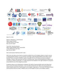 Joint Letter to MLB Players Association on Smokeless Tobacco
