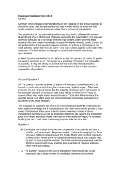 Examiner feedback collated 2010- 2012