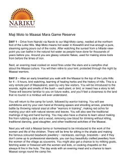 Maji Moto to Maasai Mara Game Reserve