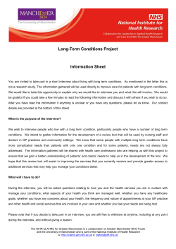 Long-Term Conditions Project Information Sheet