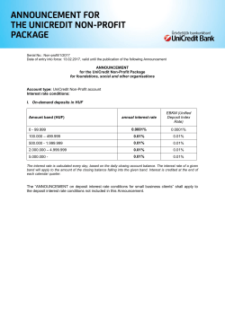 ANNOUNCEMENT for the UniCredit Non