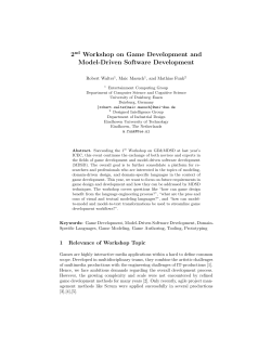 2nd Workshop on Game Development and Model