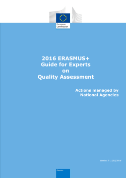 2016 Erasmus+ Guide for Experts on Quality Assessment
