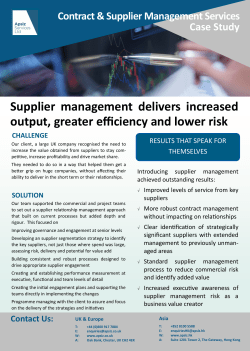 Supplier management delivers increased output, greater