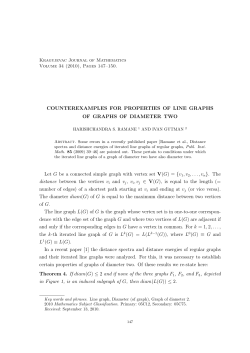 Counterexamples for properties of line graphs of graphs of diameter