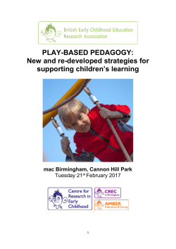 PLAY-BASED PEDAGOGY: New and re-developed