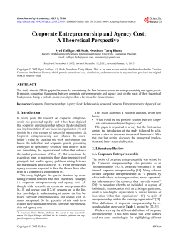 Corporate Entrepreneurship and Agency Cost: A Theoretical