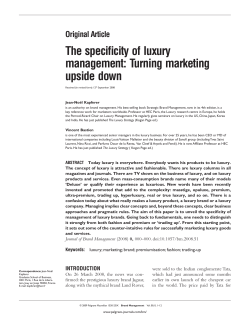 The specificity of luxury management: Turning marketing upside down