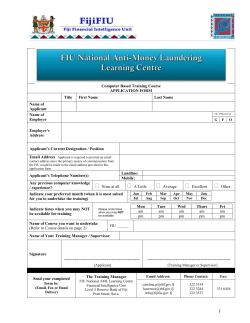 Name of Applicant - Fiji Financial Intelligence Unit