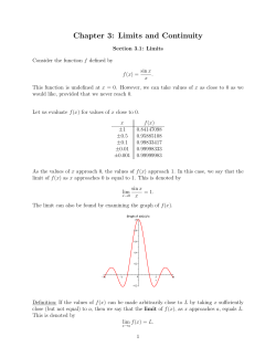 Chapter 3: Limits and Continuity