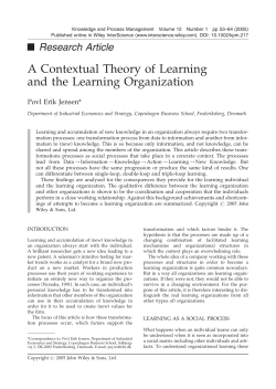 A contextual theory of learning and the learning organization