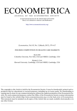 Insurer Competition in Health Care Markets