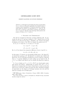 GENERALIZED LUZIN SETS 1. Notation and Terminology We will