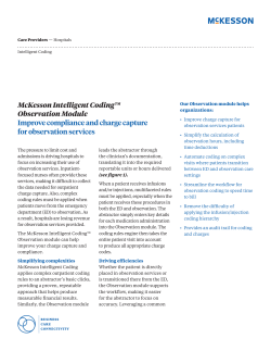 McKesson Intelligent Coding&trade; - Observation Module Improve