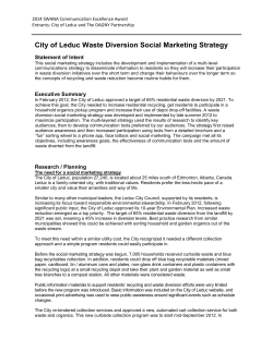 City of Leduc Waste Diversion Social Marketing Strategy