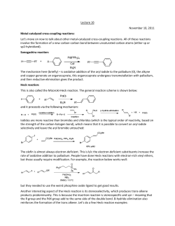 Lecture 16 November 10, 2011 Metal-catalyzed cross