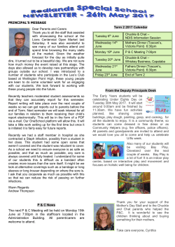 26th May 2017 Newsletter - Redland District Special School