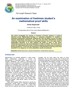 An examination of freshman student`s mathematical proof skills