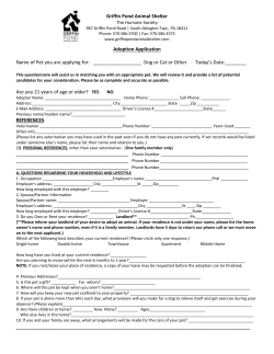 Adoption Application - Griffin Pond Animal Shelter