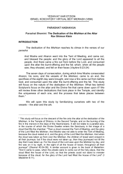 REASONS FOR THE MITZVOT (PART I)