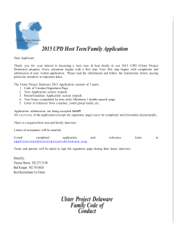 2015 UPD Host Teen/Family Application Dear Applicant: Thank you