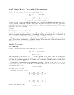 Math Camp Notes: Constrained Optimization