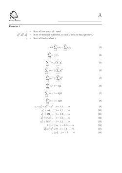 Exercise 1 xi = liters of row material i used yH = liters of chemical of